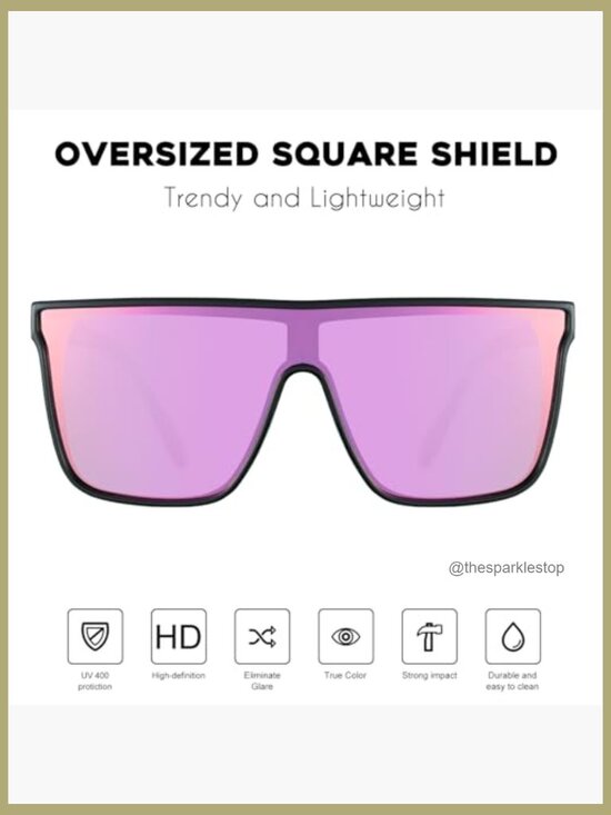 Polarized Oversized Square Sunglasses Flat Top Shield Shades